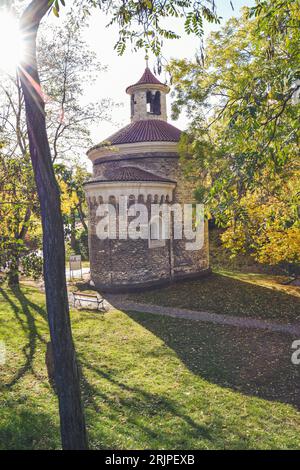 Rotunda of St. Martin in autumn, Vysehrad, Prague, Czech Republic Stock Photo