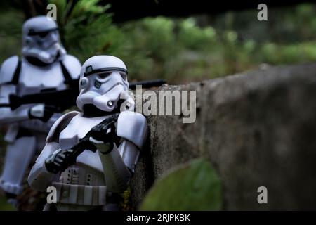 Eine Star Wars Stormtrooper Schneetrooper-Action-Figur, die einen kaiserlichen Offizier aus der ursprünglichen Trilogie darstellt Stockfoto