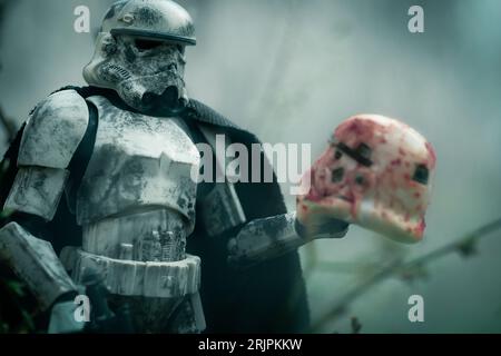 Eine Star Wars Stormtrooper Schneetrooper-Action-Figur, die einen kaiserlichen Offizier aus der ursprünglichen Trilogie darstellt Stockfoto