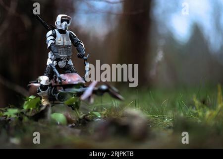 Eine Star Wars Stormtrooper Schneetrooper-Action-Figur, die einen kaiserlichen Offizier aus der ursprünglichen Trilogie darstellt Stockfoto