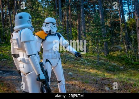 Eine Star Wars Stormtrooper Schneetrooper-Action-Figur, die einen kaiserlichen Offizier aus der ursprünglichen Trilogie darstellt Stockfoto