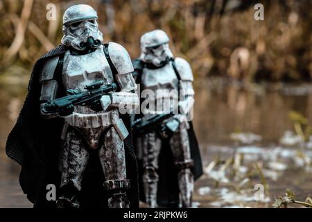 Eine Star Wars Stormtrooper Schneetrooper-Action-Figur, die einen kaiserlichen Offizier aus der ursprünglichen Trilogie darstellt Stockfoto
