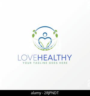 Logo-Design Grafikkonzept kreatives abstraktes Premium-Vektor-Stockzeichen Silhouette Liebe, Lotus und Blätter. Bezogen auf gesunde Pflege Meditation Yoga Stock Vektor