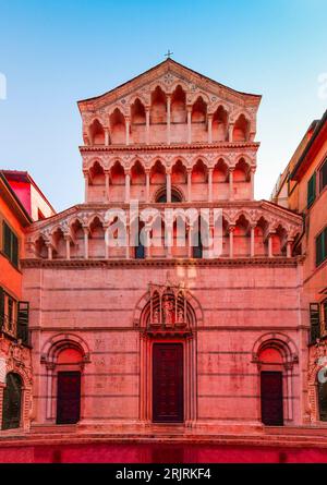 The facade is in the Romanesque style with Gothic influence Stock Photo