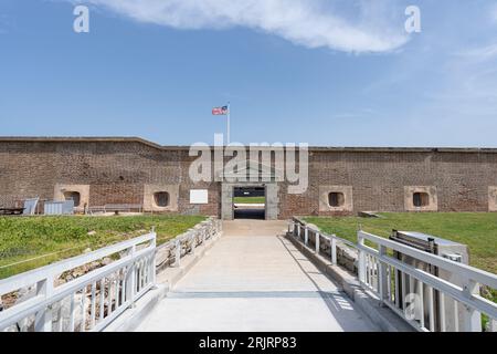 Der Eingang zum Fort Sumter National Monument, wo der amerikanische Bürgerkrieg begann Stockfoto