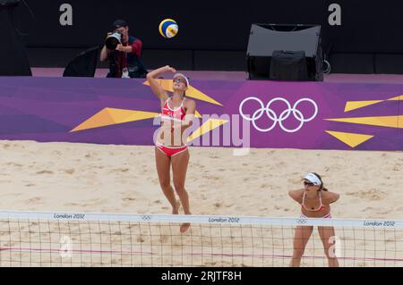 Russland gegen die Schweiz Beach-Volleyball-Frauen - Olympische Spiele 2012 in London Stockfoto