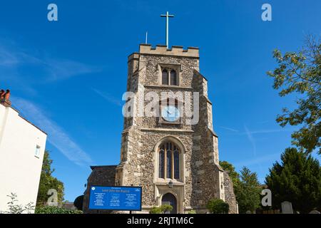 Pinner old church tower, Middlesex, Greater London UK, viewed from Pinner Village Stock Photo