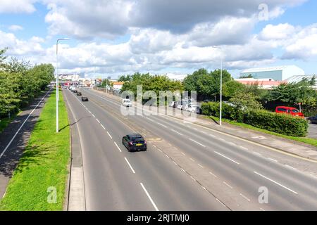 A184 Park Road from pedestrian bridge, Gateshead, Tyne and Wear, England, United Kingdom Stock Photo