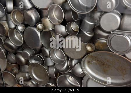 Enamelled pots and pans made at  Oskar Schindler factory Krakow Poland location of the former factory of Oskar Schindler Stock Photo