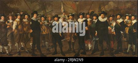 Schutters van de compagnie van kapitein Jacob Rogh en luitenant Anthonie de lange 1645; 1645 von Nicolaes Eliaszoon Pickenoy Stockfoto