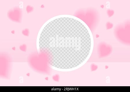 Romantischer y2k Aura rosa Hintergrund mit Herz. Mit rundem Platz für Fotos. Moderne Vorlage. Stock Vector trendige Illustration im minimalistischen Stil. Stock Vektor