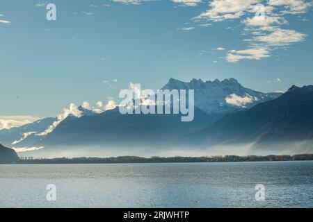 Dents du Midi aus Montreux, Schweiz Stockfoto