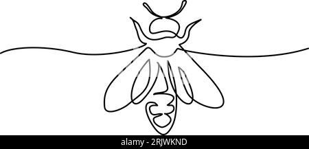 „Bee for Farm“-Logo. Einzelne durchgehende Online-Linienzeichnung Stock Vektor