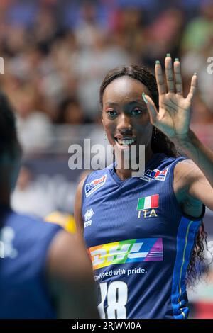 Paola Ogechi Egonu aus Italien, gesehen während der Schlussrunde 7 des Women’s CEV Eurovolley 2023 zwischen Italien und Bosnien und Herzegowina. Die italienische Nationalmannschaft schlägt Bosnien und Herzegowina mit einem Ergebnis von 3-0 Stockfoto