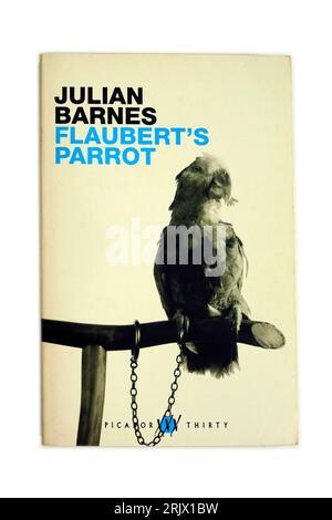 Julian Barnes - Flauberts Papagei - gebrauchtes Buchcover. Studio eingerichtet. Booker Prize in der engeren Wahl -1984 Stockfoto