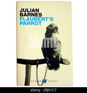 Julian Barnes - Flauberts Papagei - gebrauchtes Buchcover. Studio eingerichtet. Booker Prize in der engeren Wahl -1984 Stockfoto