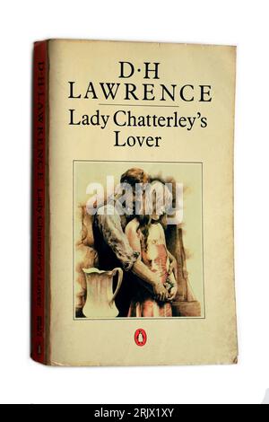 D. H. Lawrence - Lady Chatterley's Lover. Book cover. Worn. Studio set up. Stock Photo