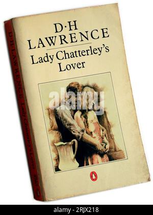 D. H. Lawrence - Lady Chatterley's Lover. Book cover. Worn. Studio set up. Stock Photo