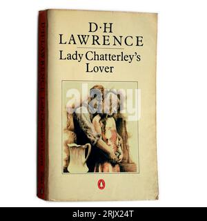 D. H. Lawrence - Lady Chatterley's Lover. Book cover. Worn. Studio set up. Stock Photo