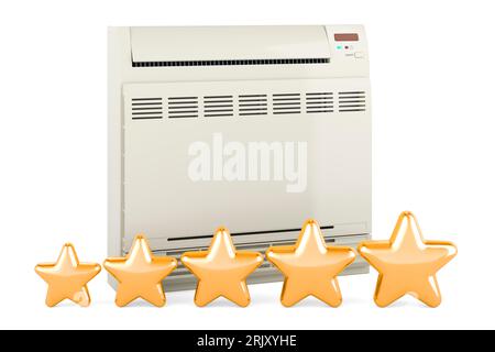 Air conditioner, floor standing unit with five golden stars, 3D rendering isolated on white background Stock Photo