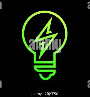 Neon-LED-Leuchte, flaches Symbol. Illustration einer modernen Öko-Lampe oder einer frischen Idee in der Nacht. Isoliert auf gemauerten Wandhintergründen Strichkunst Stock Vektor