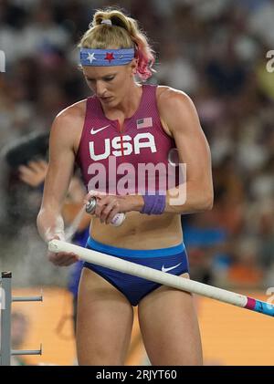 Budapest, Ungarn. August 2023. Athletics: World Championships, Pole Vault, Final, Women, im National Athletics Center. Sandi Morris (USA) in Aktion. Quelle: Marcus Brandt/dpa/Alamy Live News Stockfoto