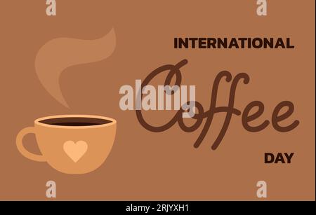 Banner Für Den Internationalen Kaffeetag. Vektorillustration Stock Vektor