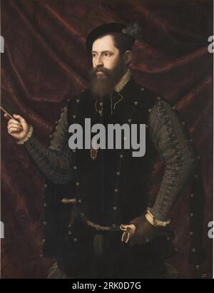 Portrait of a Knight of the Order of Santiago circa 1560 by Juan de Juanes Stock Photo