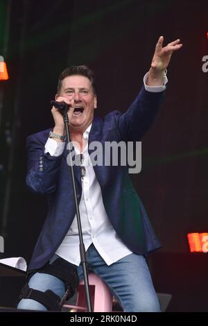 Henley on Thames, Großbritannien. August 2023. Tony Hadley spielt auf der Bühne während des Rewind Festival South 2023 in Temple Island Meadows. Quelle: SOPA Images Limited/Alamy Live News Stockfoto