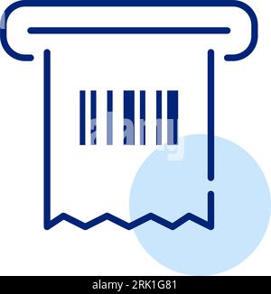 Beleg mit ausgedrucktem Barcode. Kontaktlose Geldautomaten- oder Zahlungstransaktion. Symbol „Pixel Perfect“ Stock Vektor