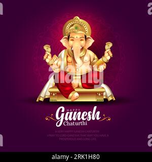 Lord Ganpati auf Ganesh Chaturthi Hintergrund. Abstraktes Vektordesign Stock Vektor