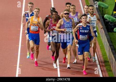 Budapest, Hungary. 23rd Aug, 2023. Athletes compete during the Men's 1500m Final of the World Athletics Championships Budapest 2023 in Budapest, Hungary, Aug. 23, 2023. Credit: Meng Dingbo/Xinhua/Alamy Live News Stock Photo