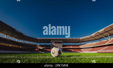 Hintergrund des Fußball-Stadions für Fußball-Spielkonzept, 3D-Rendering Stockfoto