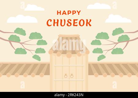 Vector Flat Design Happy Chuseok Illustrationskonzept Stock Vektor