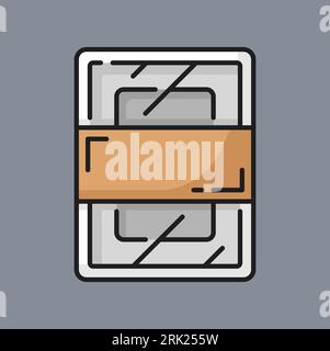 Empty food container isolated color line icon. Vector tray box package for fresh and frozen food products. Meat packaging mockup Stock Vektor