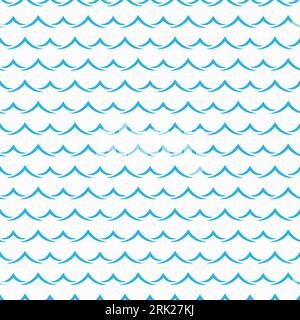 Blue ocean and sea waves seamless pattern background, vector water ripples and line curls. Ocean water or sea wave pattern of blue linear zigzag rippl Stock Vektor