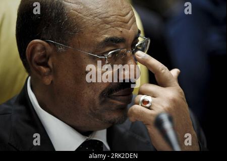 Präsident Omar Hassan al-Bashir Sudan während des 13. Gipfeltreffens der Afrikanischen Union in Sirte, Libyen - PUBLICATIONxNOTxINxCHN Stock Photo