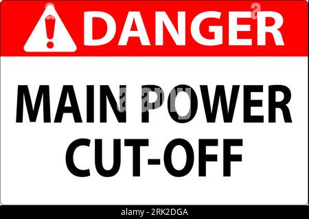 Warnschild „Main Power Cut-Off“ (Hauptstromabschaltung) Stock Vektor