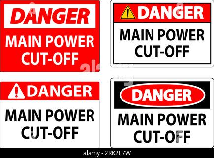 Warnschild „Main Power Cut-Off“ (Hauptstromabschaltung) Stock Vektor