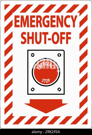 Not-aus-Schalter mit Brandzeichen und Notausschaltung Stock Vektor