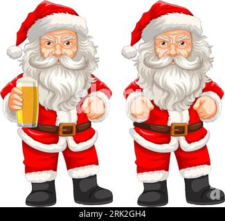 A creepy old man dressed as Santa Claus holding a pint of beer Stock Vector