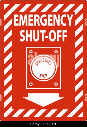Not-aus-Schalter mit Brandzeichen und Notausschaltung Stock Vektor