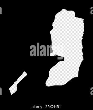 Stencil map of Palestine. Simple and minimal transparent map of Palestine. Black rectangle with cut shape of the country. Attractive vector illustrati Stock Vector