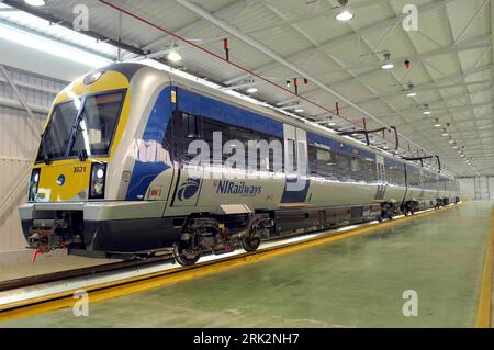 File photo dated 04/04/04 issued by Northern Ireland Railways of its latest train. Government officials suggested examining the 'politically charged' option of closing parts of Northern Ireland's rail network after safety concerns were raised in 2000, newly declassified files have revealed. Issue date: Thursday August 24, 2023. Stock Photo