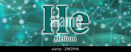 He symbol. Helium chemical element on green network background Stock Photo