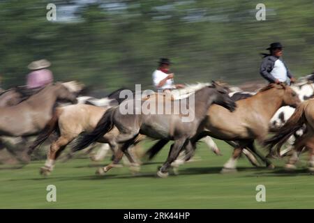 Bildnummer: 53586494  Datum: 08.11.2009  Copyright: imago/Xinhua (091109) -- San Antonio de Areco, Nov. 9, 2009 (Xinhua) -- Gauchos ride horses during a parade of the 70th Traditional Festival in San Antonio de Areco, 110 km from Buenos Aires, Nov. 8, 2009. (Xinhua/Martin Zabala) (yc) (8)ARGENTINA-GAUCHOS-FESTIVAL PUBLICATIONxNOTxINxCHN Gaucho Gauchos Argentinien Tradition Land Leute Gesellschaft Personen kbdig xng 2009 quer o0 Pferde, Reiten, Tiere, Dynamik, Wischeffekt, Mitzieher    Bildnummer 53586494 Date 08 11 2009 Copyright Imago XINHUA  San Antonio de Areco Nov 9 2009 XINHUA Gauchos Rid Stock Photo