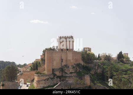 Spectacular medieval castle of Arab origin.Marques de Villena Castle, Alarcon, Castile-La Mancha, Spain. Date 21-3-22 Stock Photo