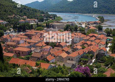 Luftaufnahme der Stadt Ston in der kroatischen Adria Stockfoto