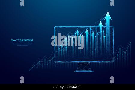 Growing graph chart on a computer monitor screen. Finance growth Stock Vektor