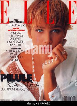 Elle Titelseite Elle französische Ausgabe 4 Juin 1990 Elle Titelseite 1990 Elle Titelseite French Elle 1990 Stockfoto